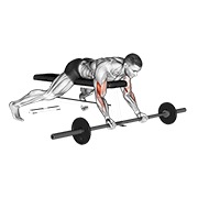 Curl en banco Scott acostado con barra