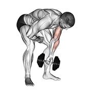 Curl concentrado de pie a un brazo con mancuernas