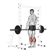 Elevación de talones de pie de piernas en máquina Smith