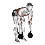 Remo a dos brazos con kettlebell