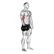 Curl de pie a un brazo con mancuernas