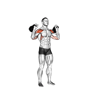 Press militar a dos brazos con kettlebell