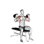 Press militar a dos brazos sentado con kettlebell